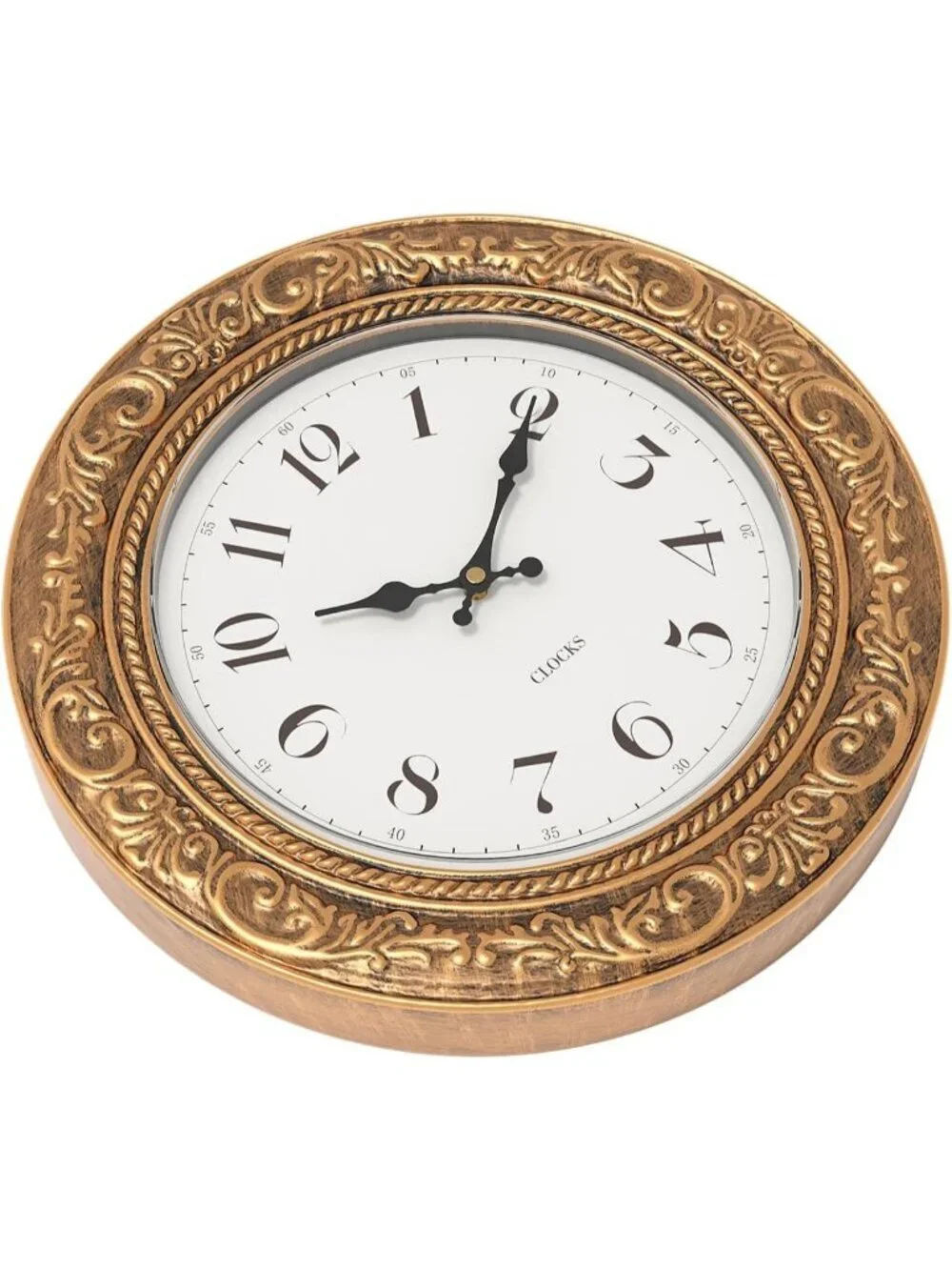 Home Gold Analog Quartz Battery Operated European Vintage Decorative Wall Clock
